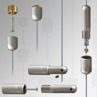 Sistem Tampilan Kabel Penandaan Gantung Kawat Aluminium Iklan yang Dipasang di Dinding Toko Ritel