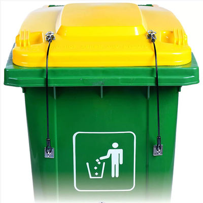 Kunci Tutup Tempat Sampah Tali Kawat Baja Tahan Karat Berlapis Vinyl Kunci Tutup Logam Universal Untuk Tempat Sampah Luar Ruangan