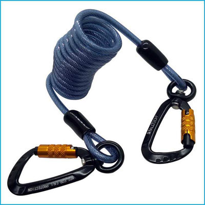 Metal Spring Coil Safety Tool Lanyard High Durability Carabiner Easy Installation Anti Fall Rope untuk Pekerjaan Luar Industri