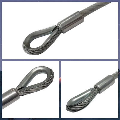 Penjualan Langsung Pabrik Tali Kawat Baja Kabel Lanyard Rakitan Tali Kawat Baja 3mm Tali Kawat Dilapisi PVC dengan Loop