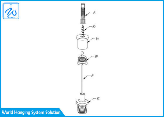 Ceiling Cable Suspension Kit For Concrete Brass Steel Material ODM / OEM Service