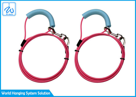 Kabel Pengikat Hewan Peliharaan PVC Coated dengan Pasak Spiral Kokoh dengan Gantungan Kunci / Pegangan Tangan Lembut