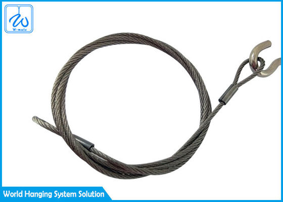 Selendang Tali Kawat Baja Tahan Karat 6mm 7x19 Mata & Mata Untuk Sistem Tampilan Kabel Pesawat