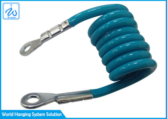 Coil Lanyard Extension Spring Safety Wire Rope Lapisan PVC Dengan End Mata