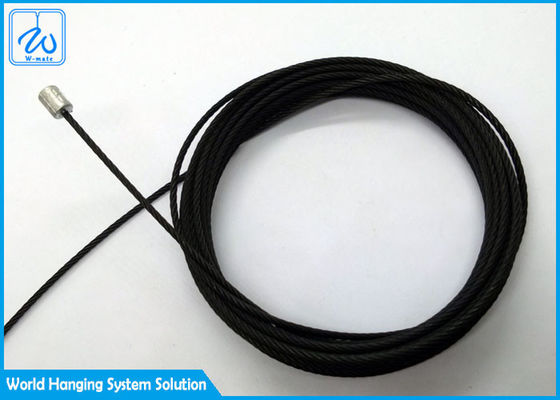 Custom Wire Rope Assembly Black Coating Aircraft Cable Assemblies dengan terminal