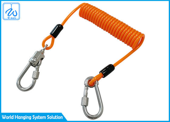 100cm Baja PU 7x19 Keamanan Tether Spring Lanyard