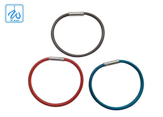 316 Stainless Steel Cable Loop Key Ring Nylon Lapisan 1,2mm