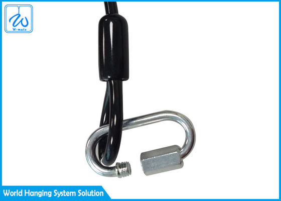 Black Wire Coil Lanyard Dengan 1 Screwgate Untuk Bekerja di Ketinggian Stop Drop Tools