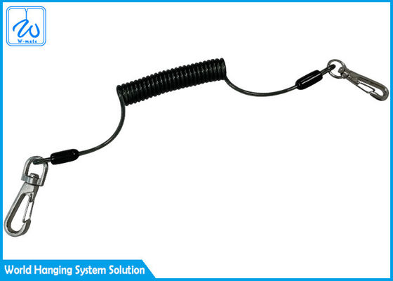 Fleksibel Lanyards Perikanan / Peralatan Perahu Retractable Coiled Tether Dengan Carabiner