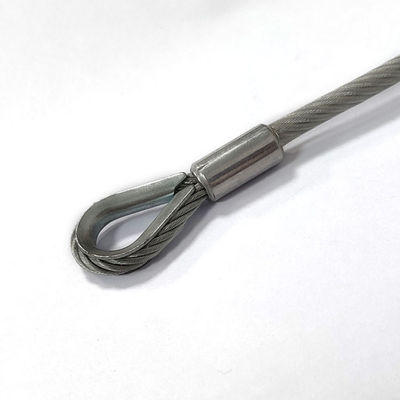 Penggunaan Luar Ruang Baja Rinsing Lapisan PVC Tether Lanyard Kit Dengan Hook End