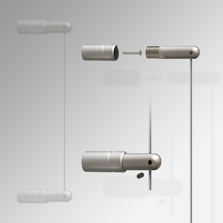 Aluminium Multifungsi Wall-to-Wall Cable Display Wire Hanging System Dengan Rel Untuk Lukisan Seni Dan Bingkai