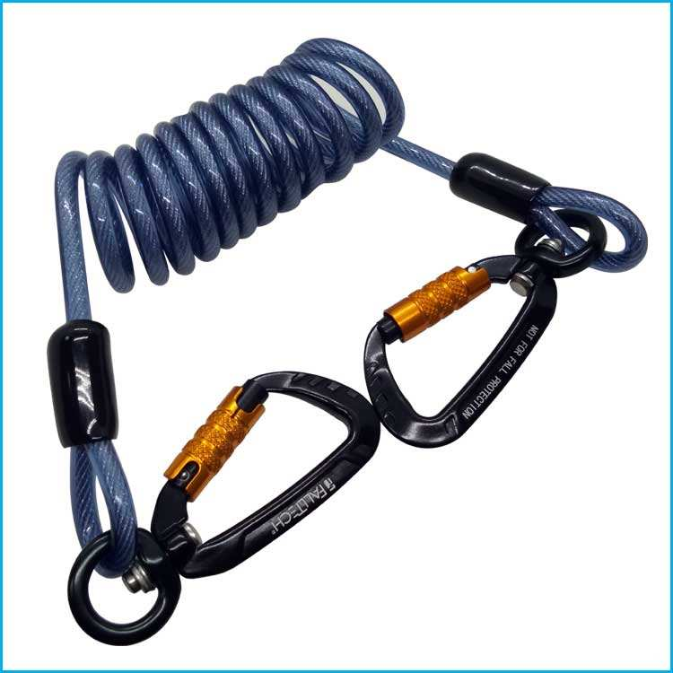 Metal Spring Coil Safety Tool Lanyard High Durability Carabiner Easy Installation Anti Fall Rope untuk Pekerjaan Luar Industri