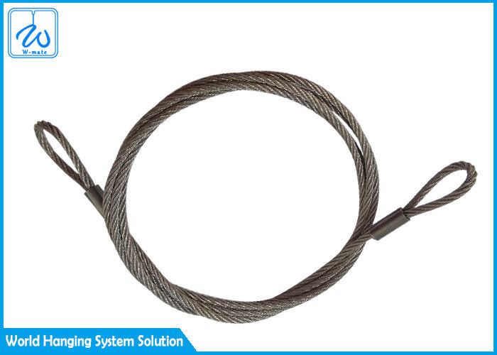 Selendang Tali Kawat Baja Tahan Karat 6mm 7x19 Mata & Mata Untuk Sistem Tampilan Kabel Pesawat