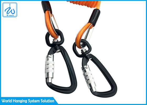 Lanyard Keamanan Alat 3m Coil Spring Lanyard Dengan Carabiner Custom